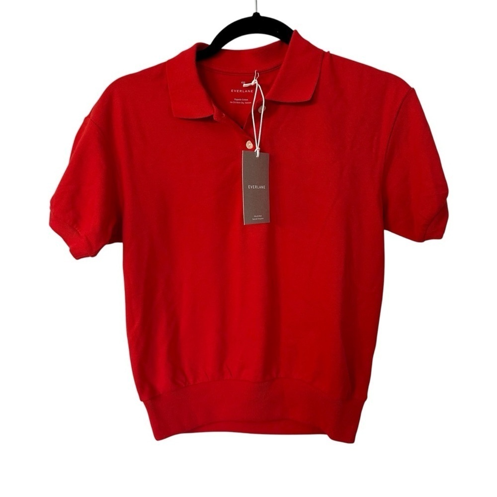 Everlane Women’s Big Red Organic Cotton Short Sleeve Oversized Polo Sz XXS NWT